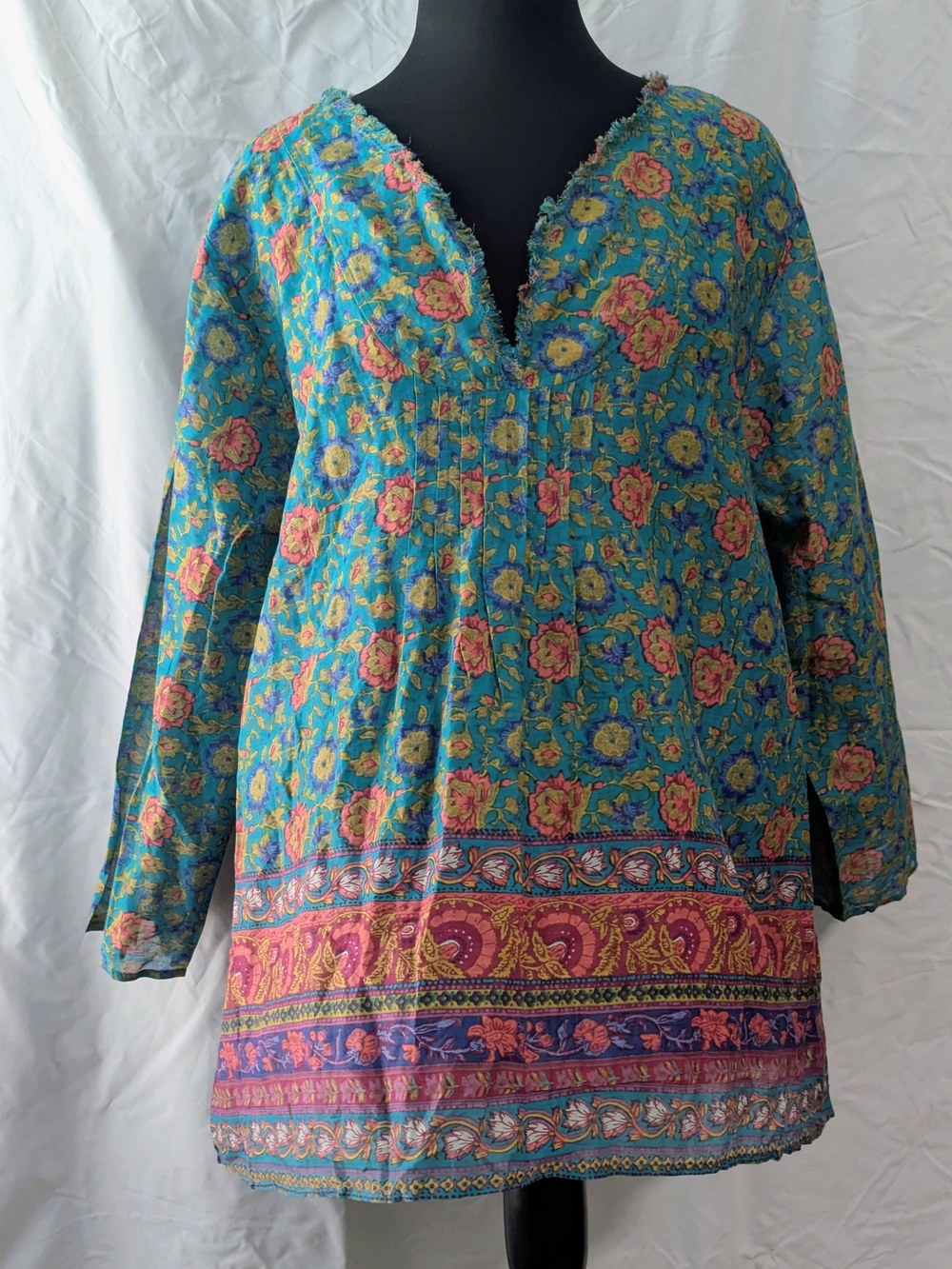 Natural Life Women’s Teal Floral Boho Tunic Top